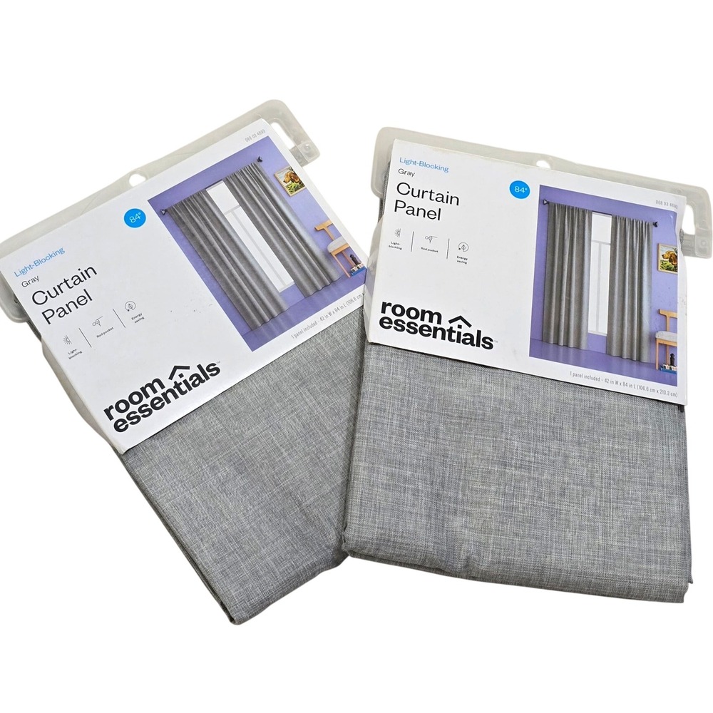 Room Essentials Gray Light Blocking Curtain Panel 84 Inch Single New Target